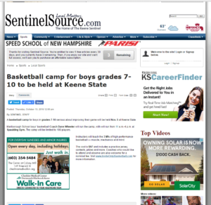 Keene Sentinel announces basketball camp